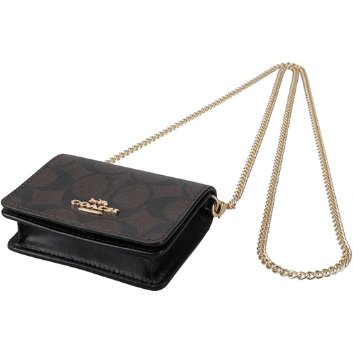 Coach Signature Mini Wallet On Chain Shoulder Card Case