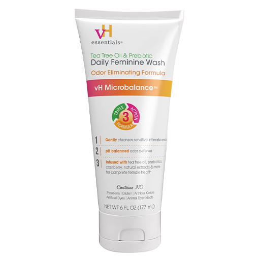 vH essentials, Ph Balanced Daily Feminine Wash, Tea Tree Oil & Prebiotic, 6, Fl Oz