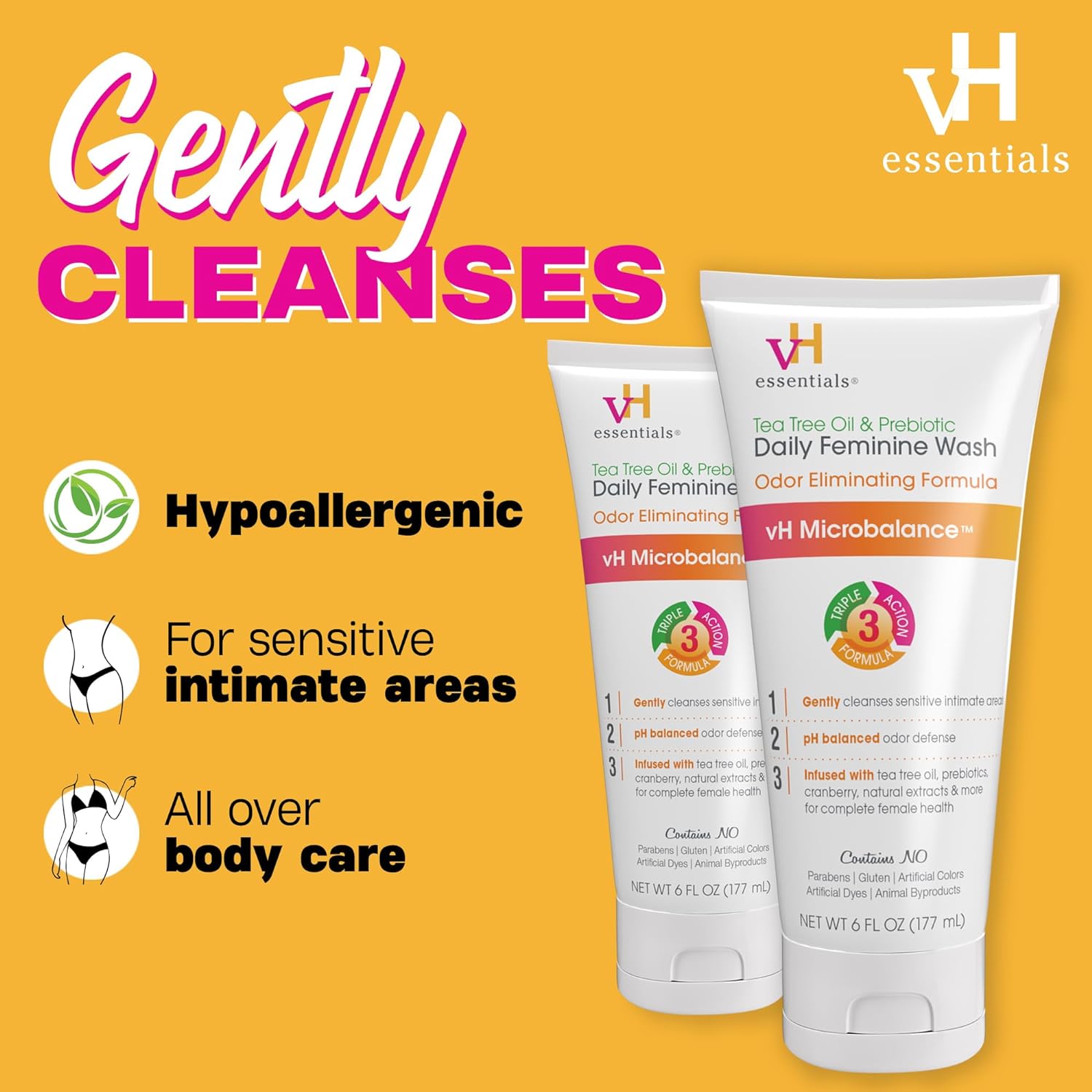 vH essentials, Ph Balanced Daily Feminine Wash, Tea Tree Oil & Prebiotic, 6, Fl Oz - Image 3